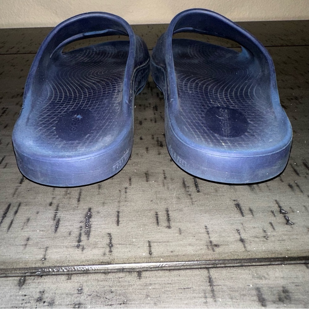 Oofos OOahh Navy Blue Slide Sandals - Picture 6 of 7